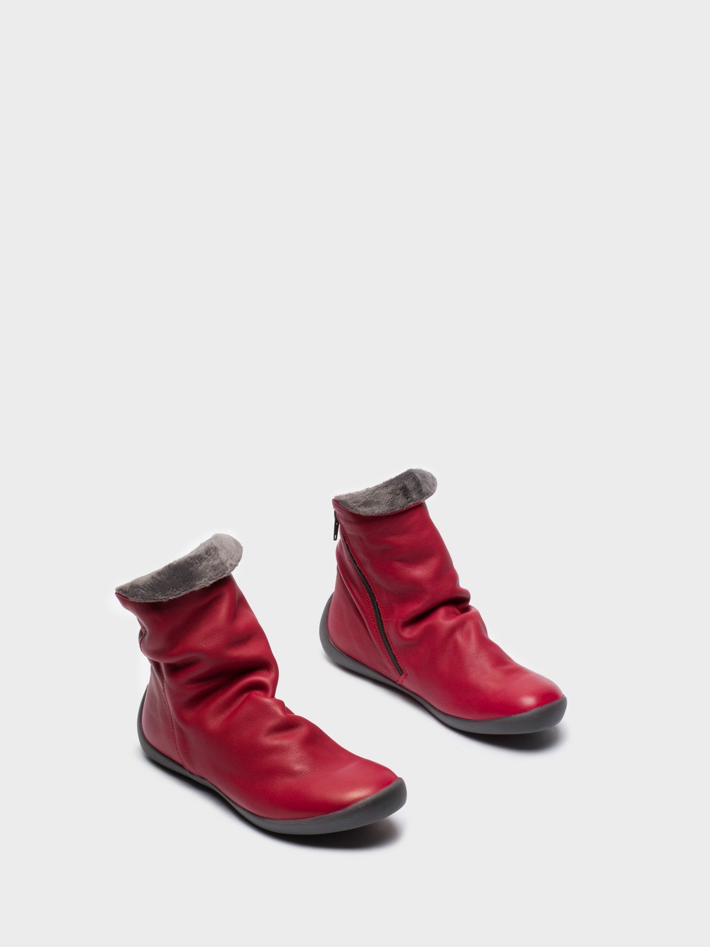 Softinos Red Zip Up Ankle Boots